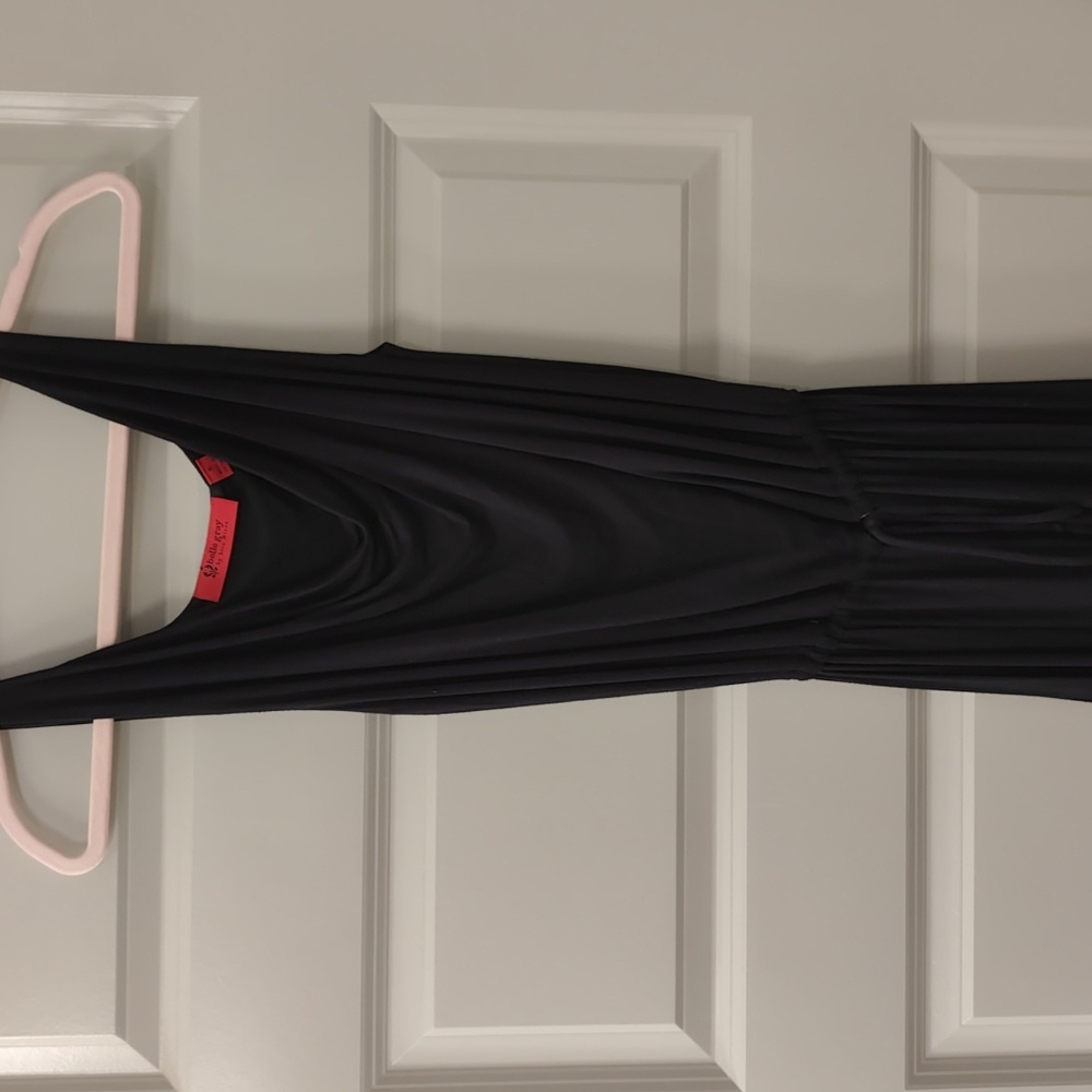 Black sleeveless summer dress with tie waist by belle gray size small